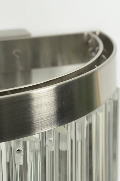 Angled close-up of unlit wall light top frame | Metal, Glass | Detail view of mounting and framework | morylighting