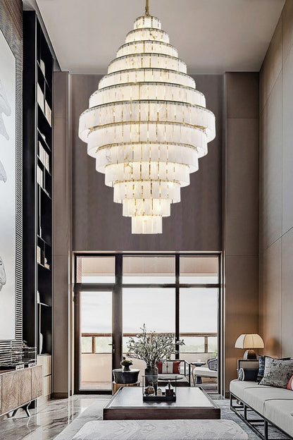 Tiered Rectangular Alabaster Chandelier - view 4 | morylighting