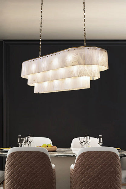 Tiered Rectangular Alabaster Chandelier - view 5 | morylighting