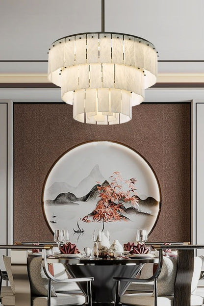 Tiered Rectangular Alabaster Chandelier - view 3 | morylighting
