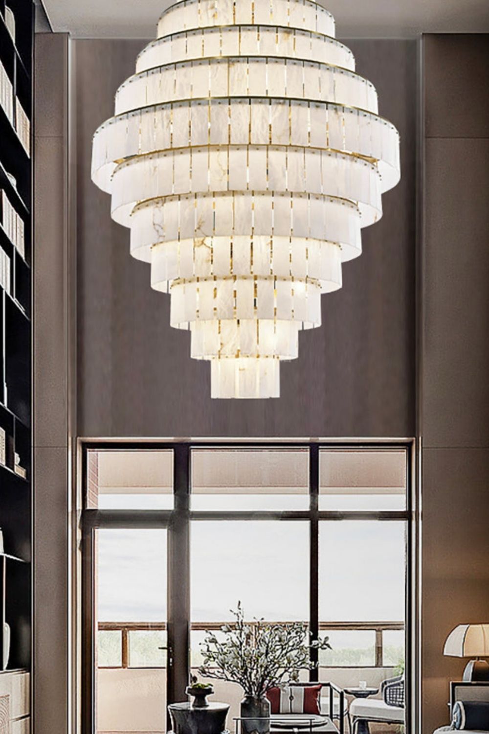 Tiered Rectangular Alabaster Chandelier - view 6 | morylighting