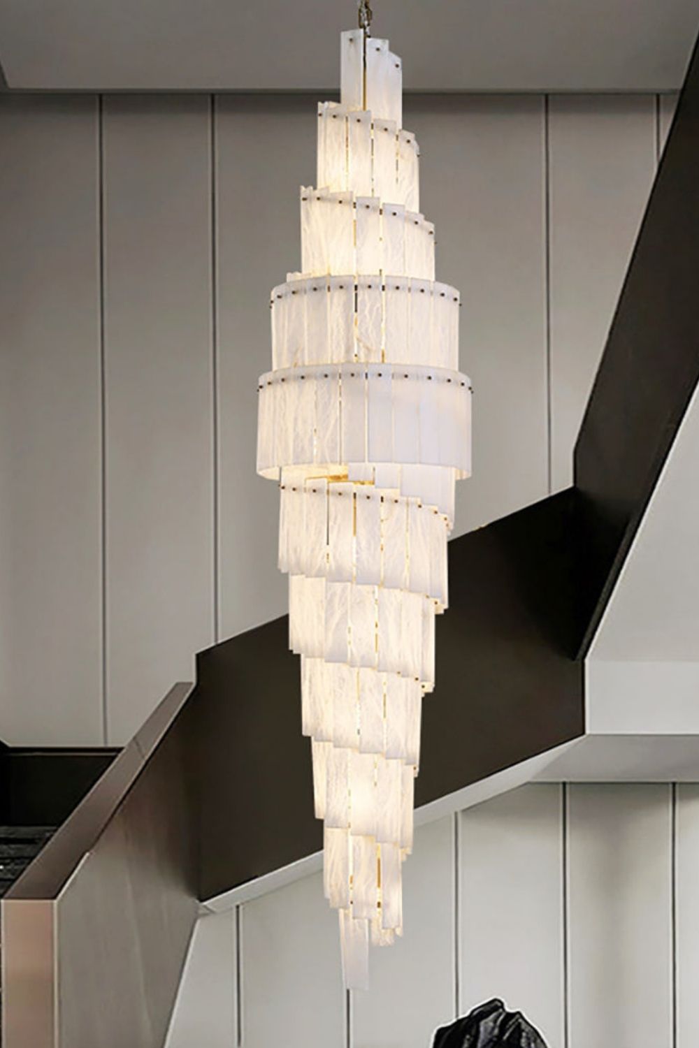 Tiered Rectangular Alabaster Chandelier - view 7 | morylighting