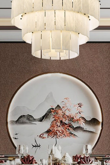 Tiered Rectangular Alabaster Chandelier - view 11 | morylighting
