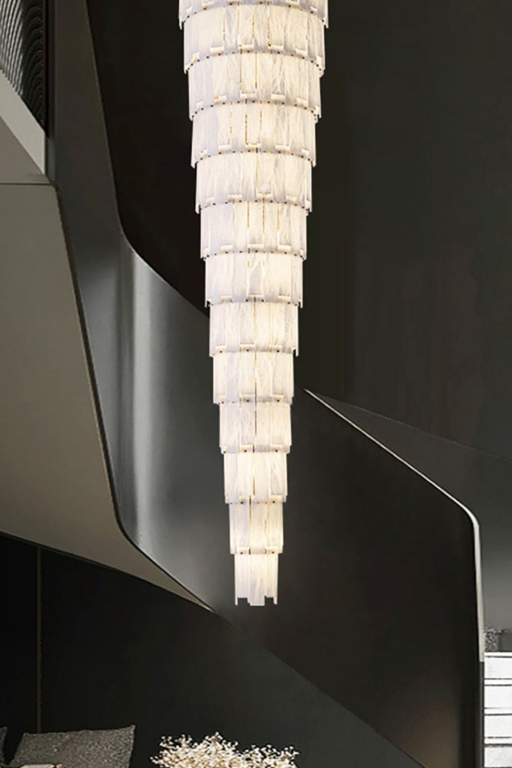 Tiered Rectangular Alabaster Chandelier - view 8 | morylighting