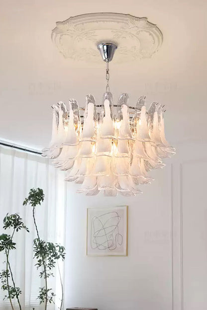 Art Tiered White Petals Chandelier - view 8 | morylighting