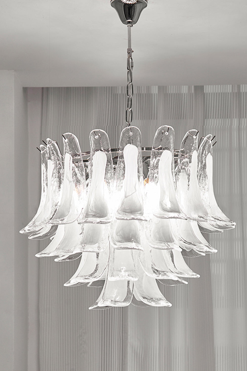 Art Tiered White Petals Chandelier - view 13 | morylighting