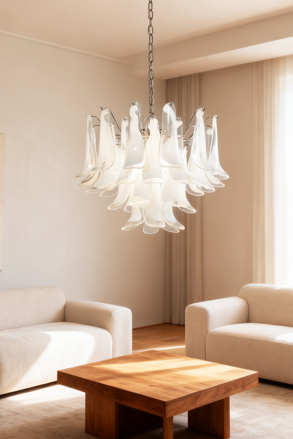 Art Tiered White Petals Chandelier - view 2 | morylighting