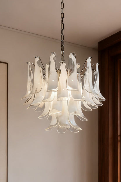 Art Tiered White Petals Chandelier - view 3 | morylighting