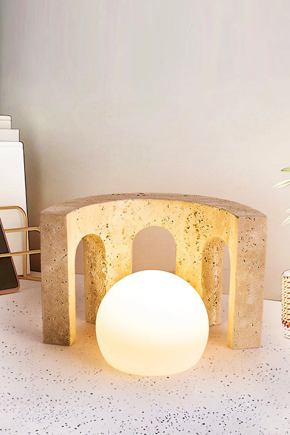 Travertine Arch Table Lamp - view 13 | morylighting