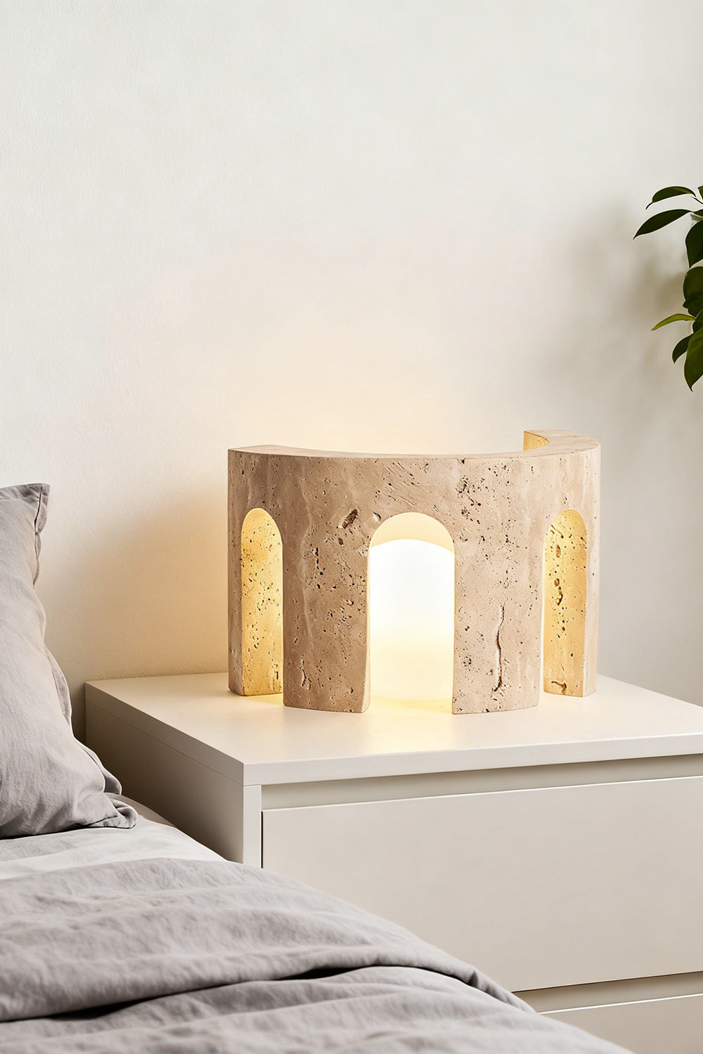 Travertine Arch Table Lamp - view 4 | morylighting