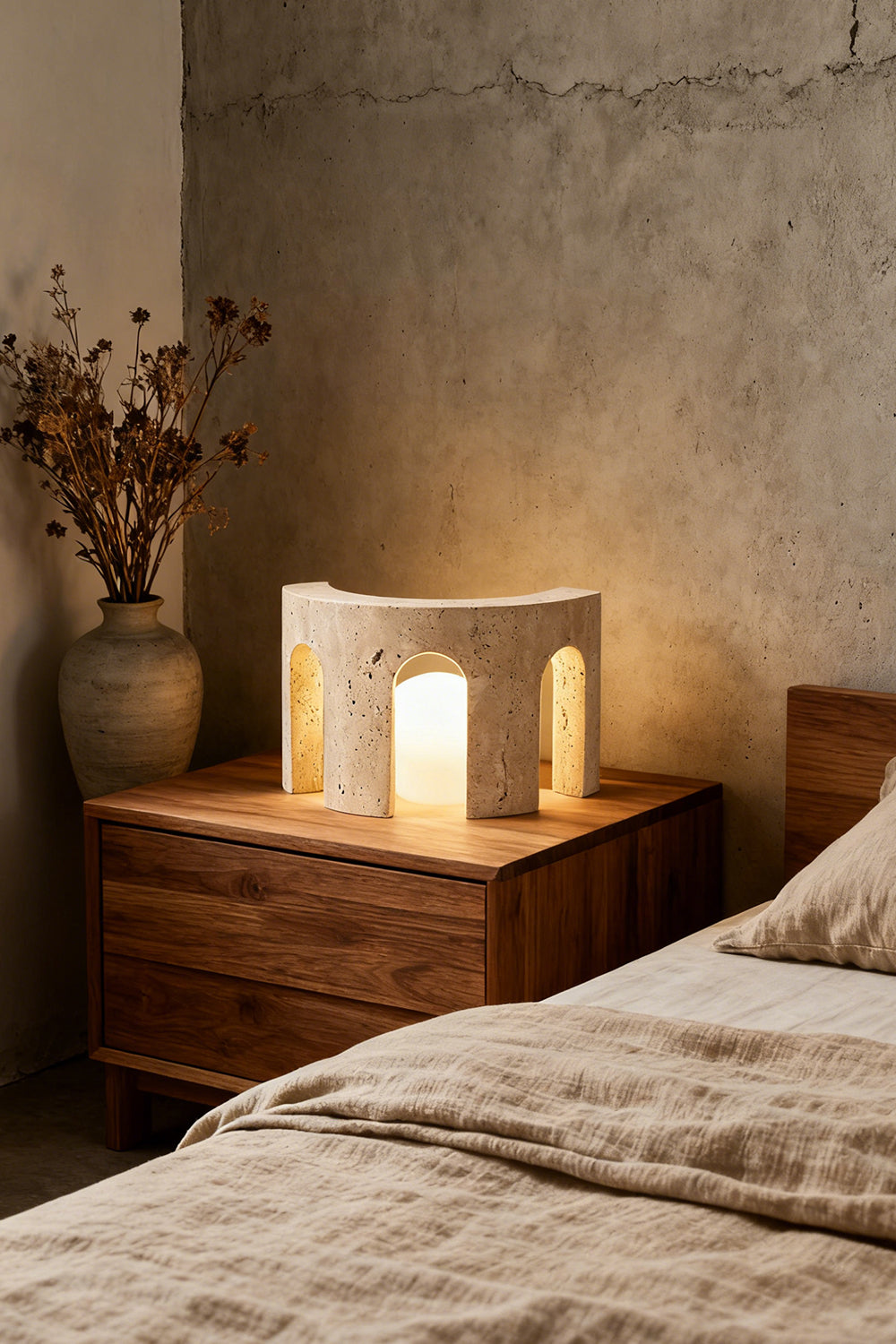 Travertine Arch Table Lamp - view 3 | morylighting