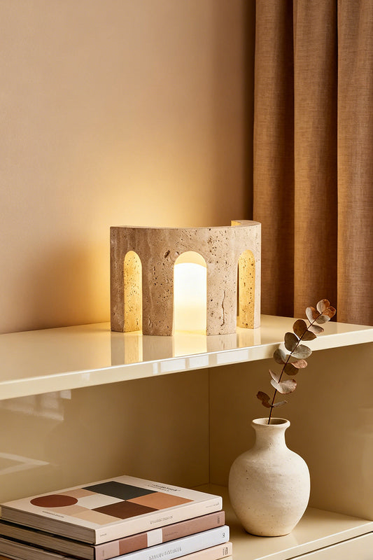 Travertine Arch Table Lamp - view 2 | morylighting