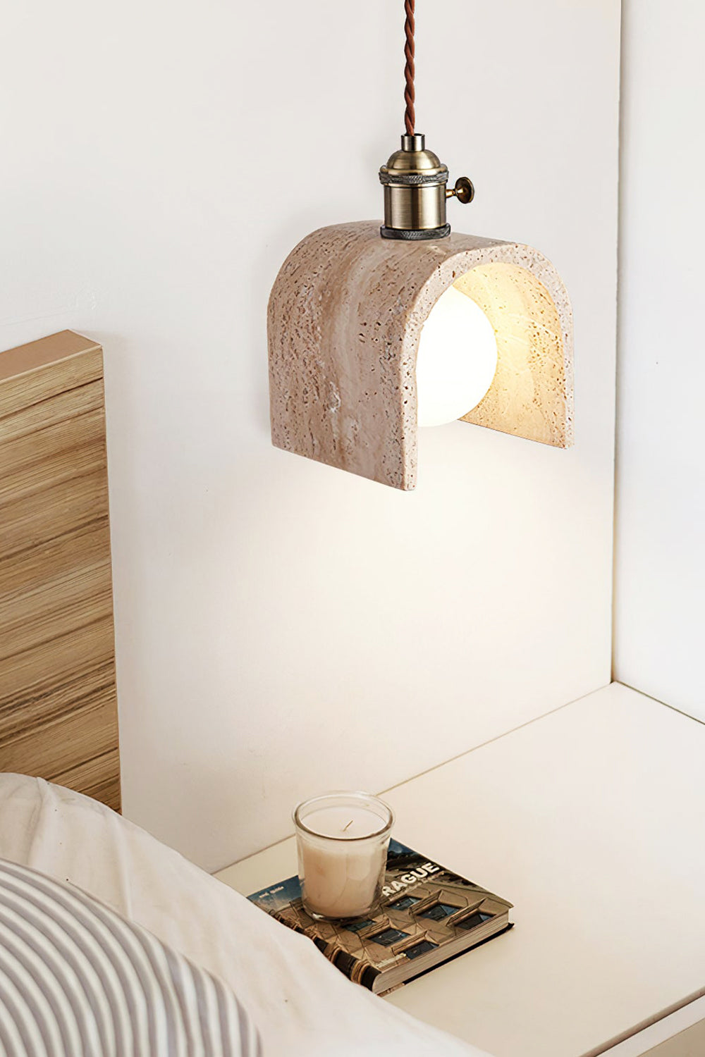 Travertine Aurora Pendant Light - view 2 | morylighting