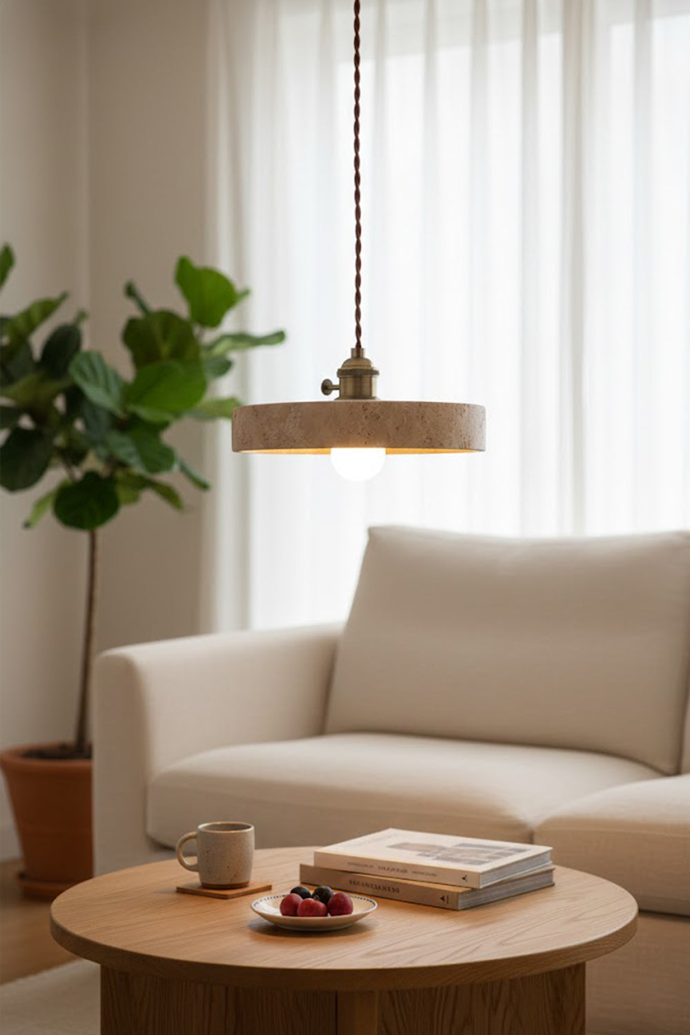 Travertine Aurora Pendant Light - view 6 | morylighting