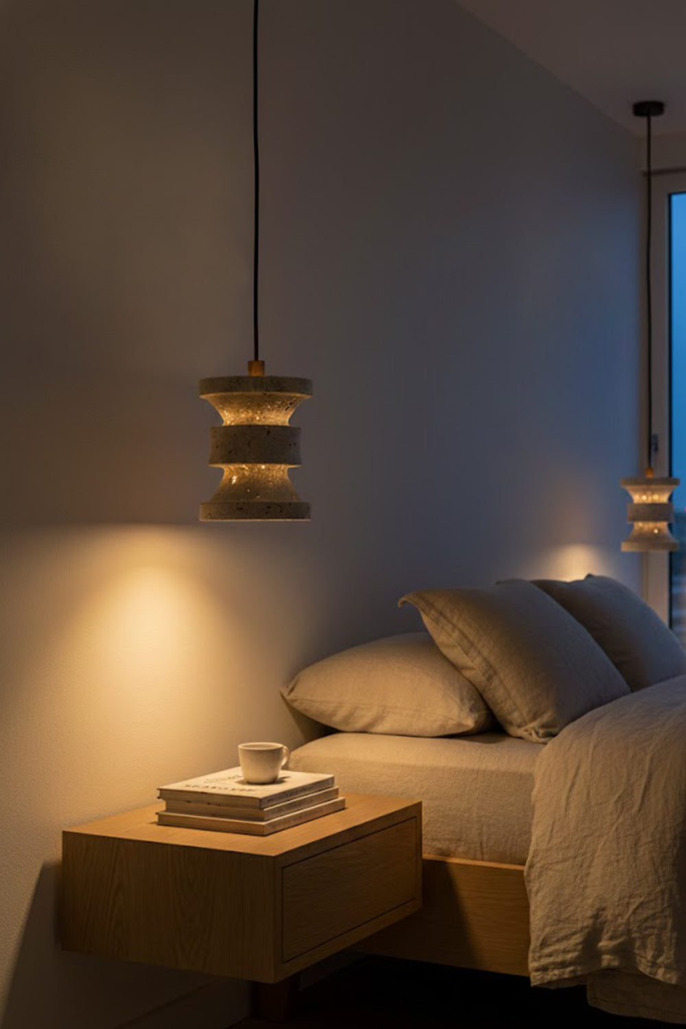 Travertine Carved Pendant Light - view 7 | morylighting