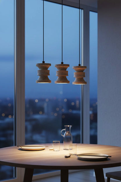 Travertine Carved Pendant Light - view 4 | morylighting