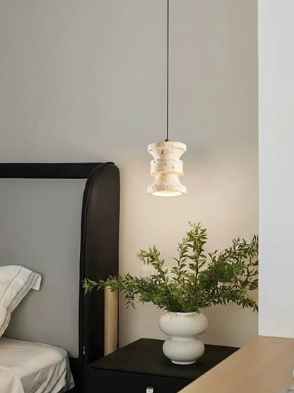 Travertine Carved Pendant Light - view 5 | morylighting