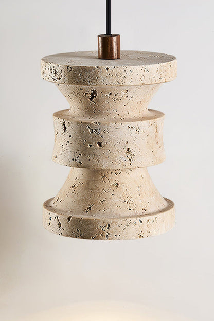 Travertine Carved Pendant Light - view 9 | morylighting