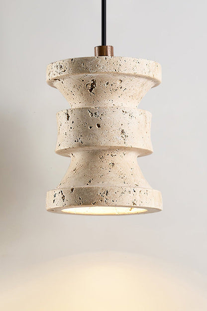 Travertine Carved Pendant Light - view 11 | morylighting