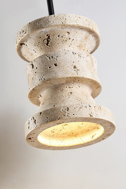 Travertine Carved Pendant Light - view 14 | morylighting