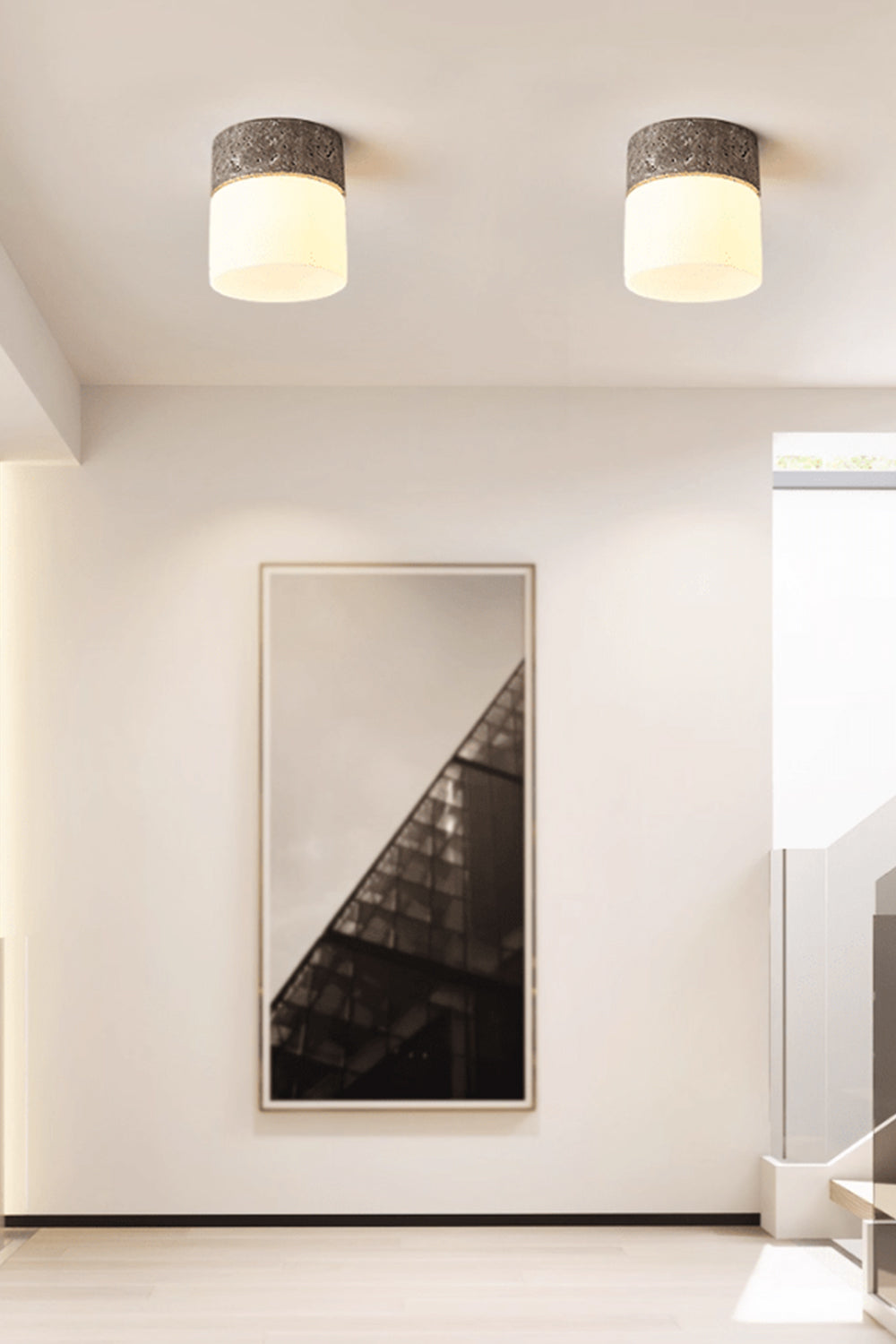 Travertine Cylinder Ceiling Lamp - view 5 | morylighting