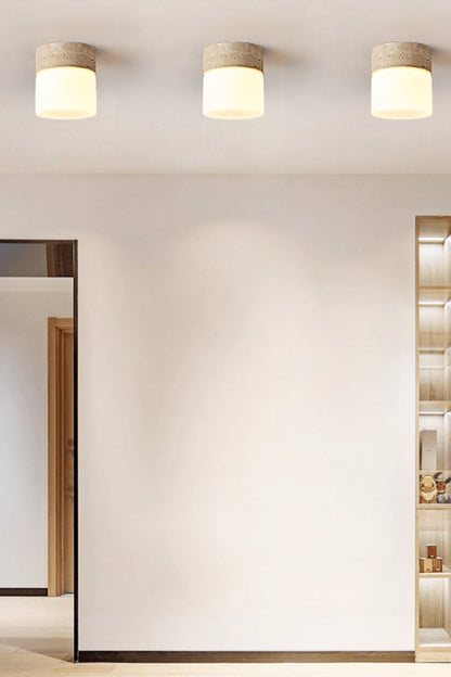 Travertine Cylinder Ceiling Lamp - view 8 | morylighting