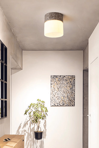 Travertine Cylinder Ceiling Lamp - view 2 | morylighting