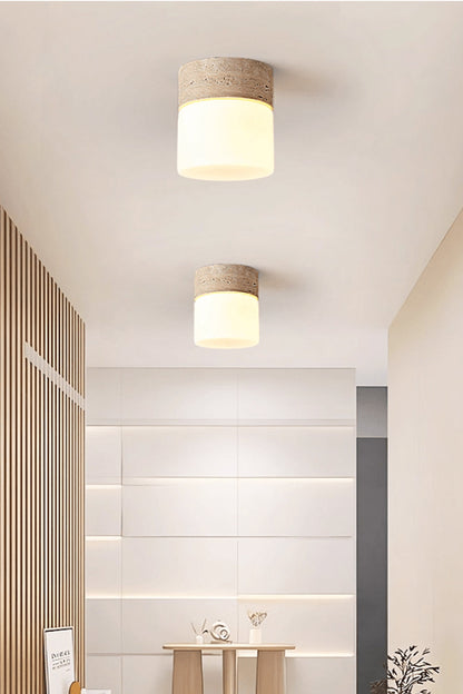 Travertine Cylinder Ceiling Lamp - view 7 | morylighting