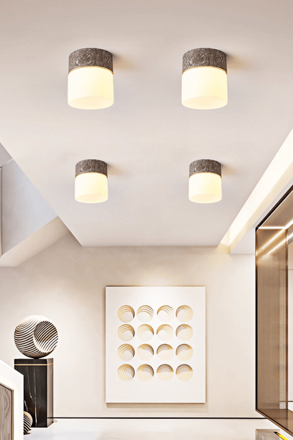 Travertine Cylinder Ceiling Lamp - view 10 | morylighting