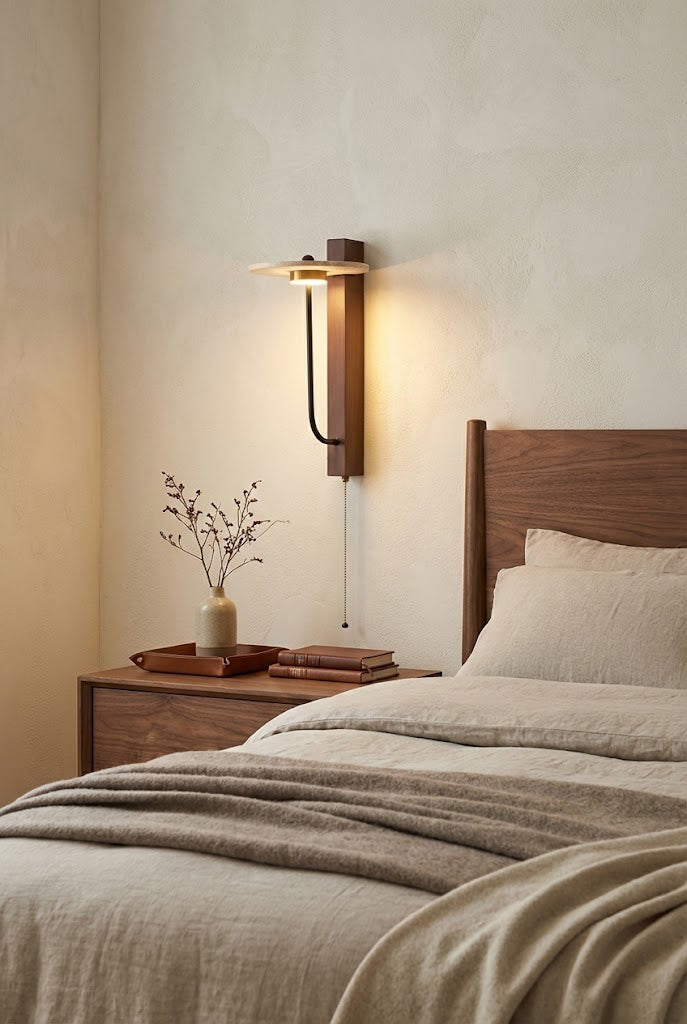 Travertine Disc Arm Wall Lamp - view 7 | morylighting