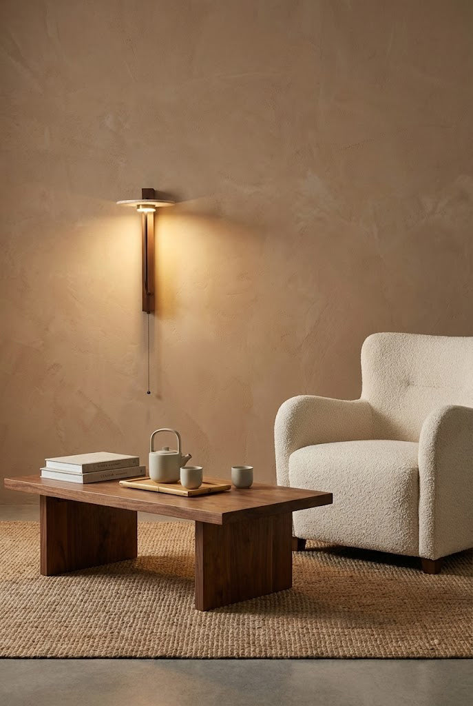 Travertine Disc Arm Wall Lamp - view 4 | morylighting