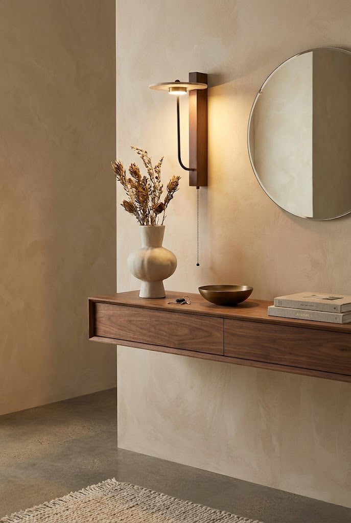Travertine Disc Arm Wall Lamp - view 9 | morylighting