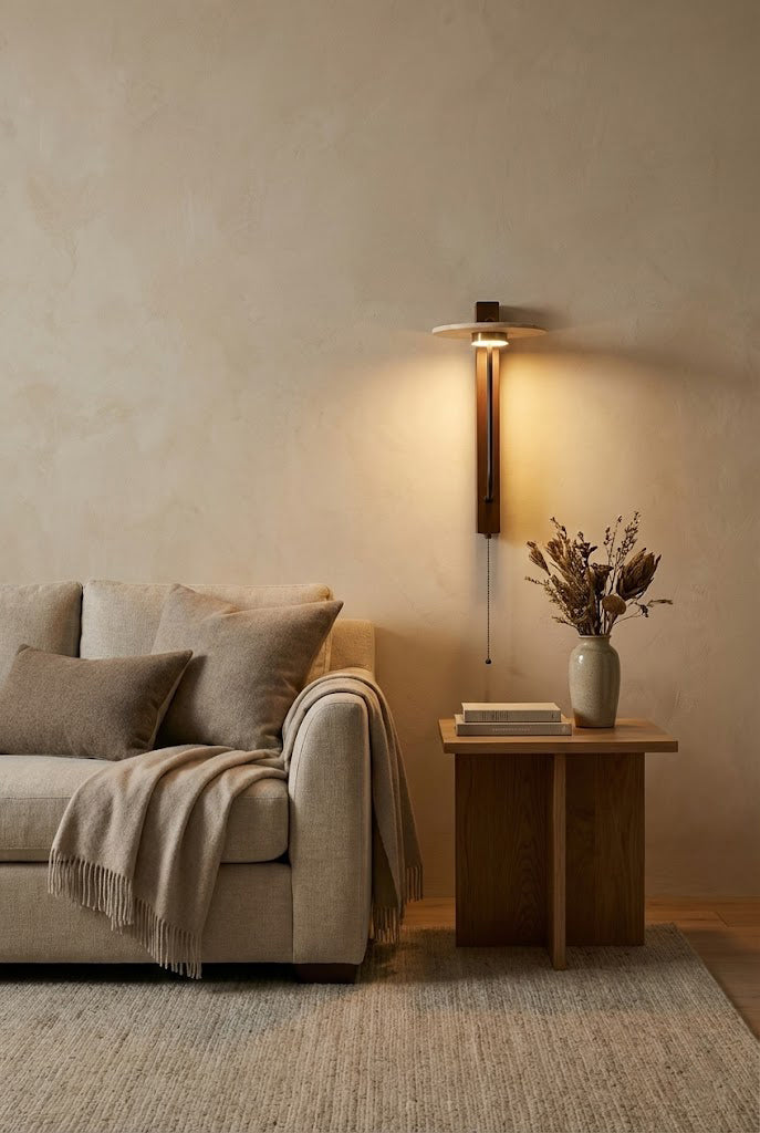 Travertine Disc Arm Wall Lamp - view 6 | morylighting