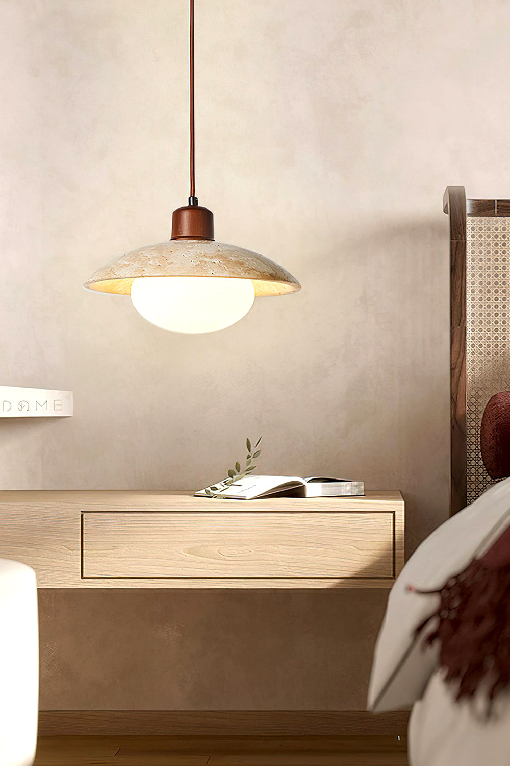Travertine Disc Pendant Light - view 5 | morylighting