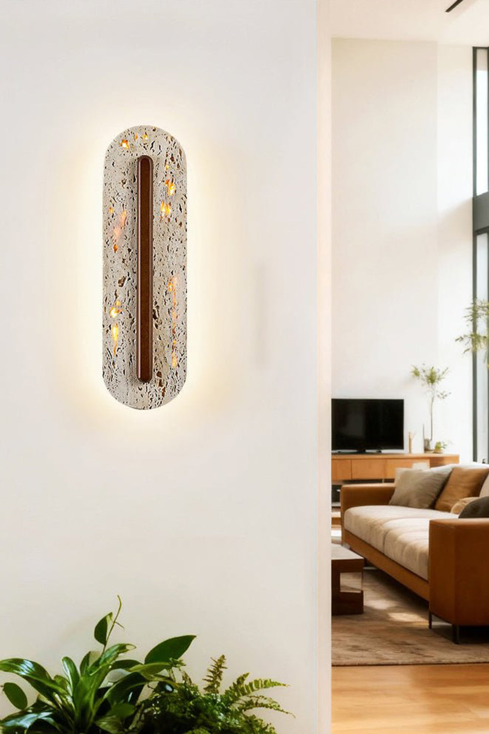 Travertine Slab Wall Sconce - view 4 | morylighting