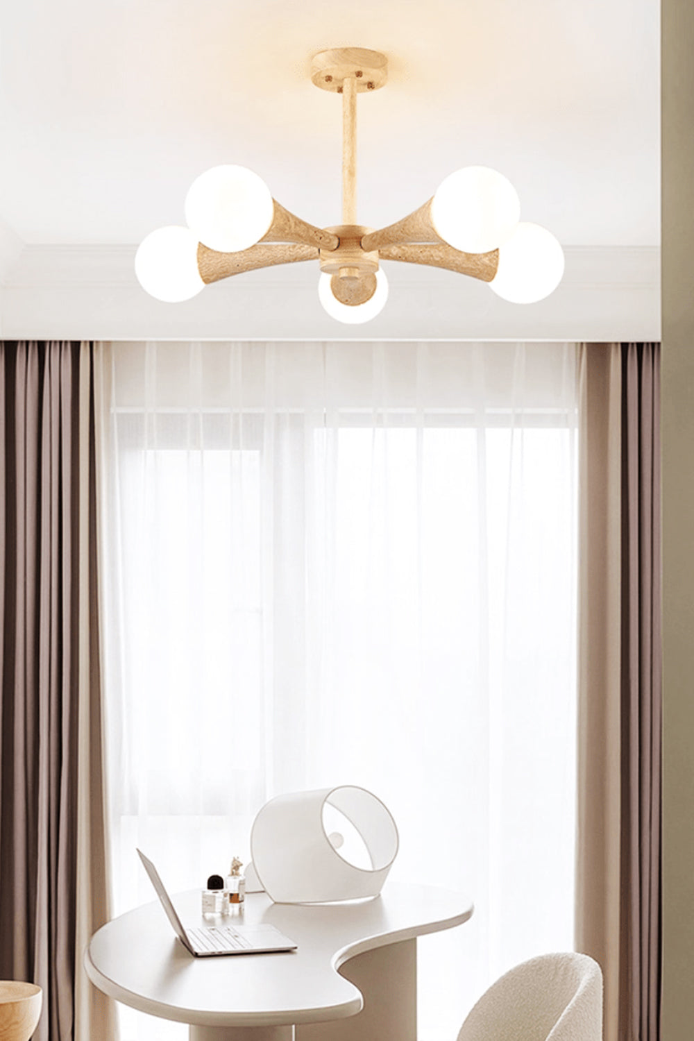 Travertine Tree-Arm Chandelier - view 5 | morylighting