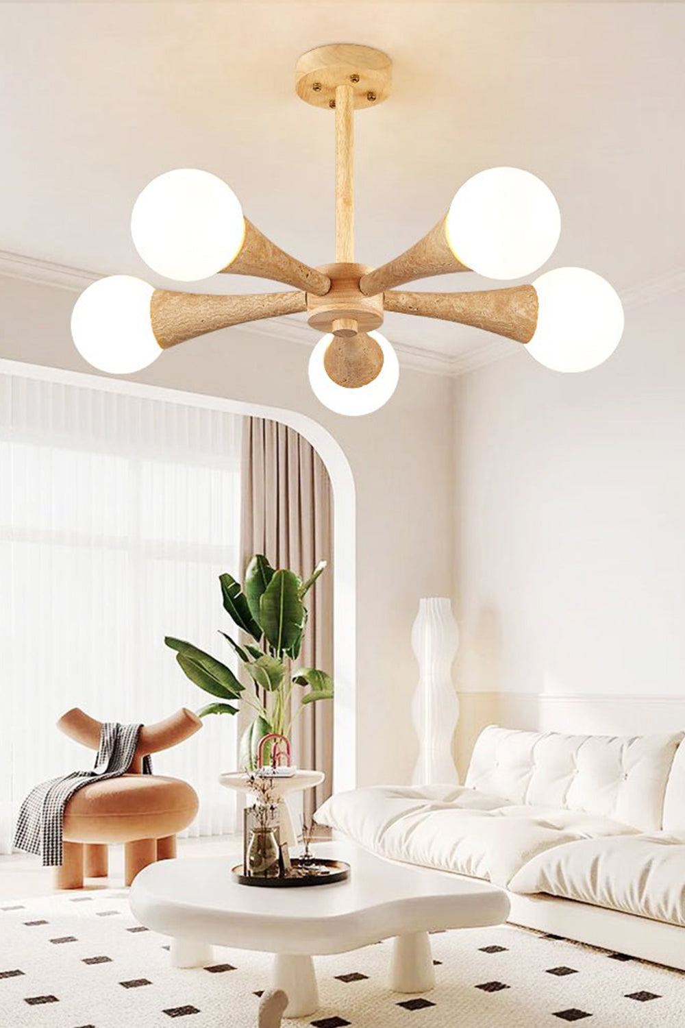 Travertine Tree-Arm Chandelier - view 6 | morylighting
