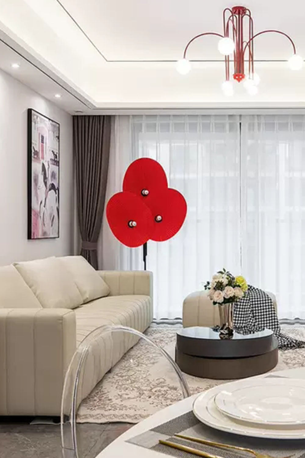 Triple Floral Floor Lamp - view 9 | morylighting