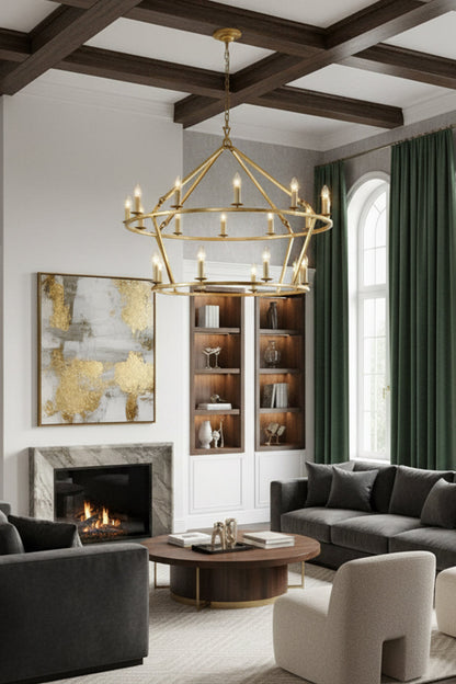 Two-Tiered Ring Chandelier - view 2 | morylighting