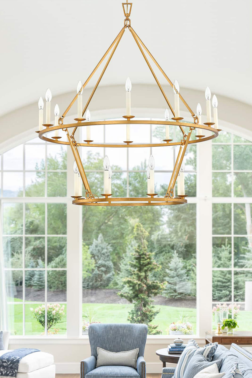 Two-Tiered Ring Chandelier - view 9 | morylighting