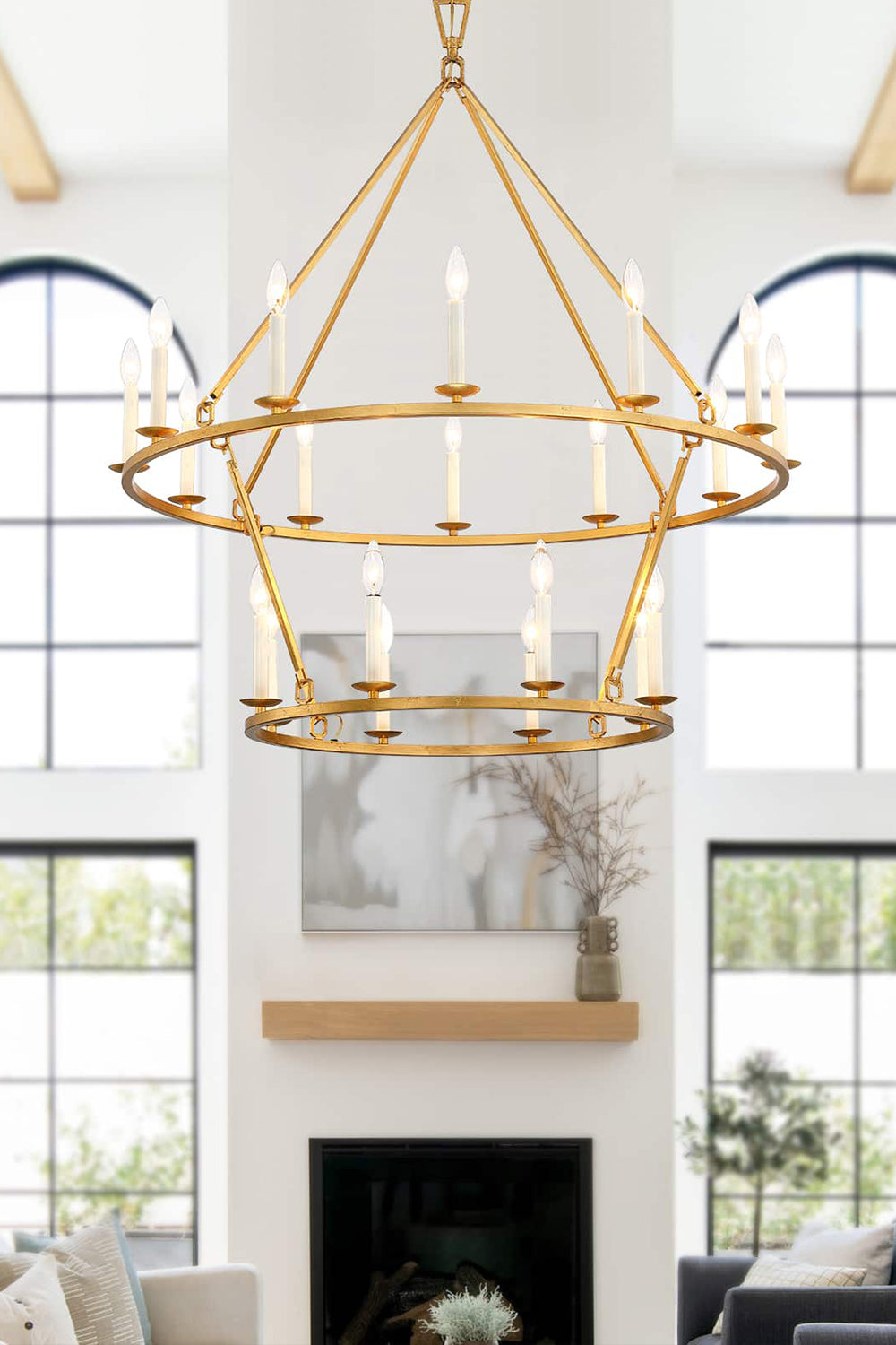 Two-Tiered Ring Chandelier - view 10 | morylighting