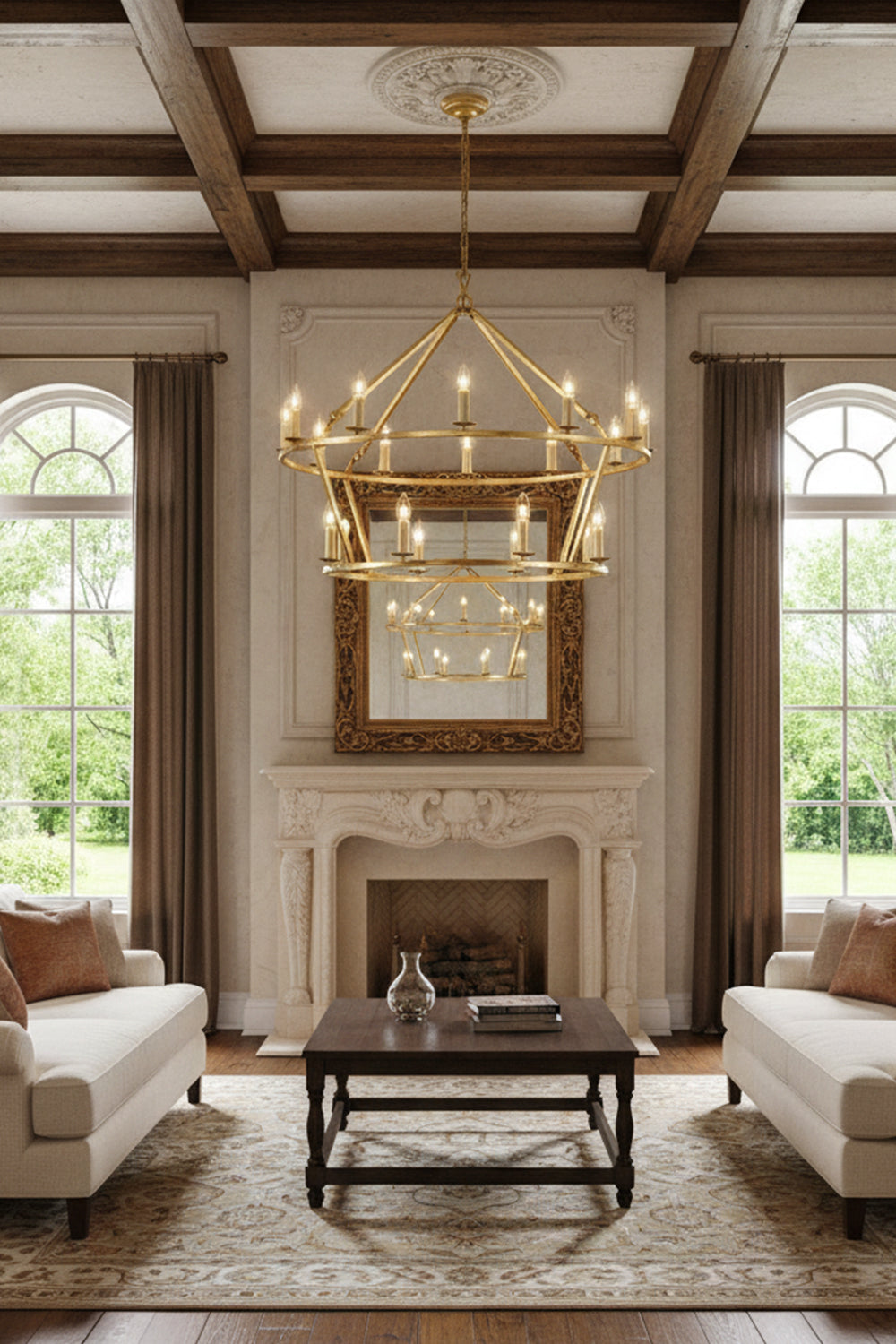Two-Tiered Ring Chandelier - view 8 | morylighting