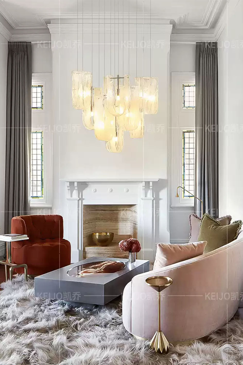 U-shaped Fog Glass Chandelier - view 5 | morylighting