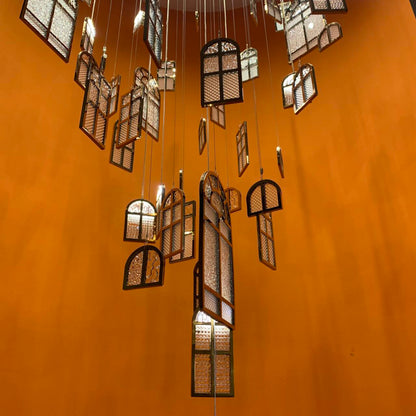 Modern Creative Round Floating Glass Windows Chandelier for Living Room/Hotel/Restaurant