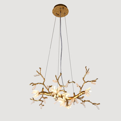 Selenite Crystal Blossom Branching Tree Chandelier