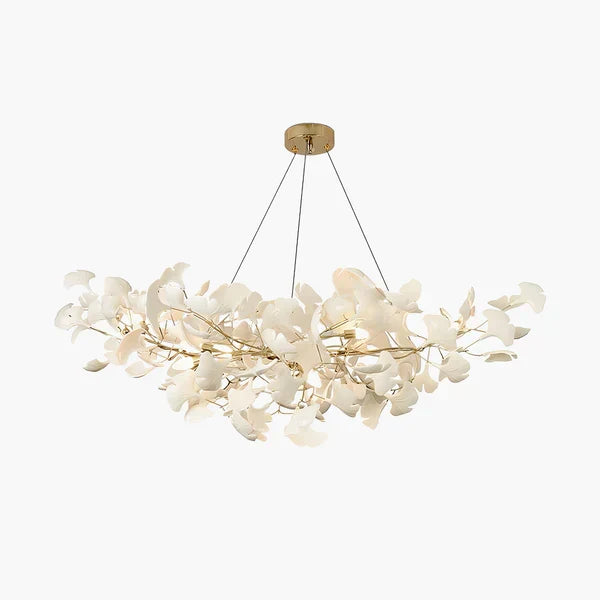Modern Luxury Linear Ginkgo Ceramic Chandelier for Dining Room/Kitchen Island