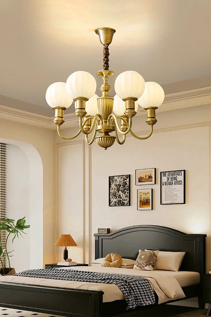 Vintage Brass Chandelier - view 2 | morylighting