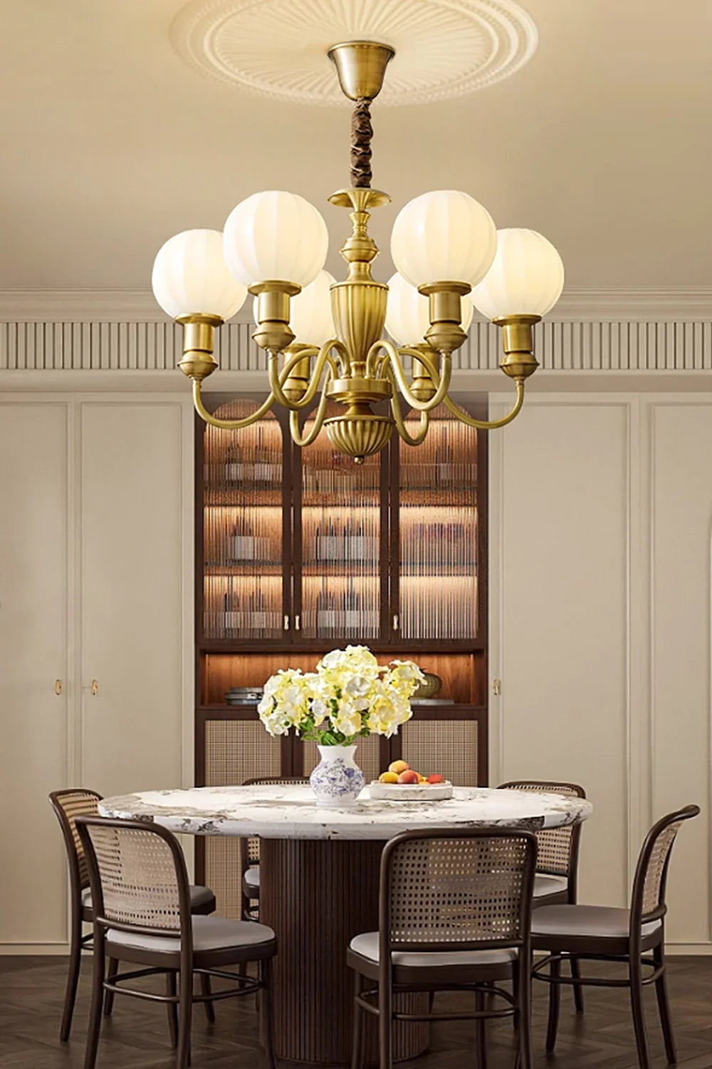 Vintage Brass Chandelier - view 3 | morylighting