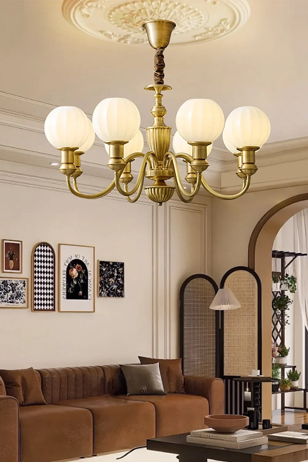 Vintage Brass Chandelier - view 4 | morylighting