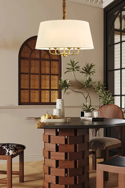 Vintage Brass Fabric Pendant Lamp - view 5 | morylighting